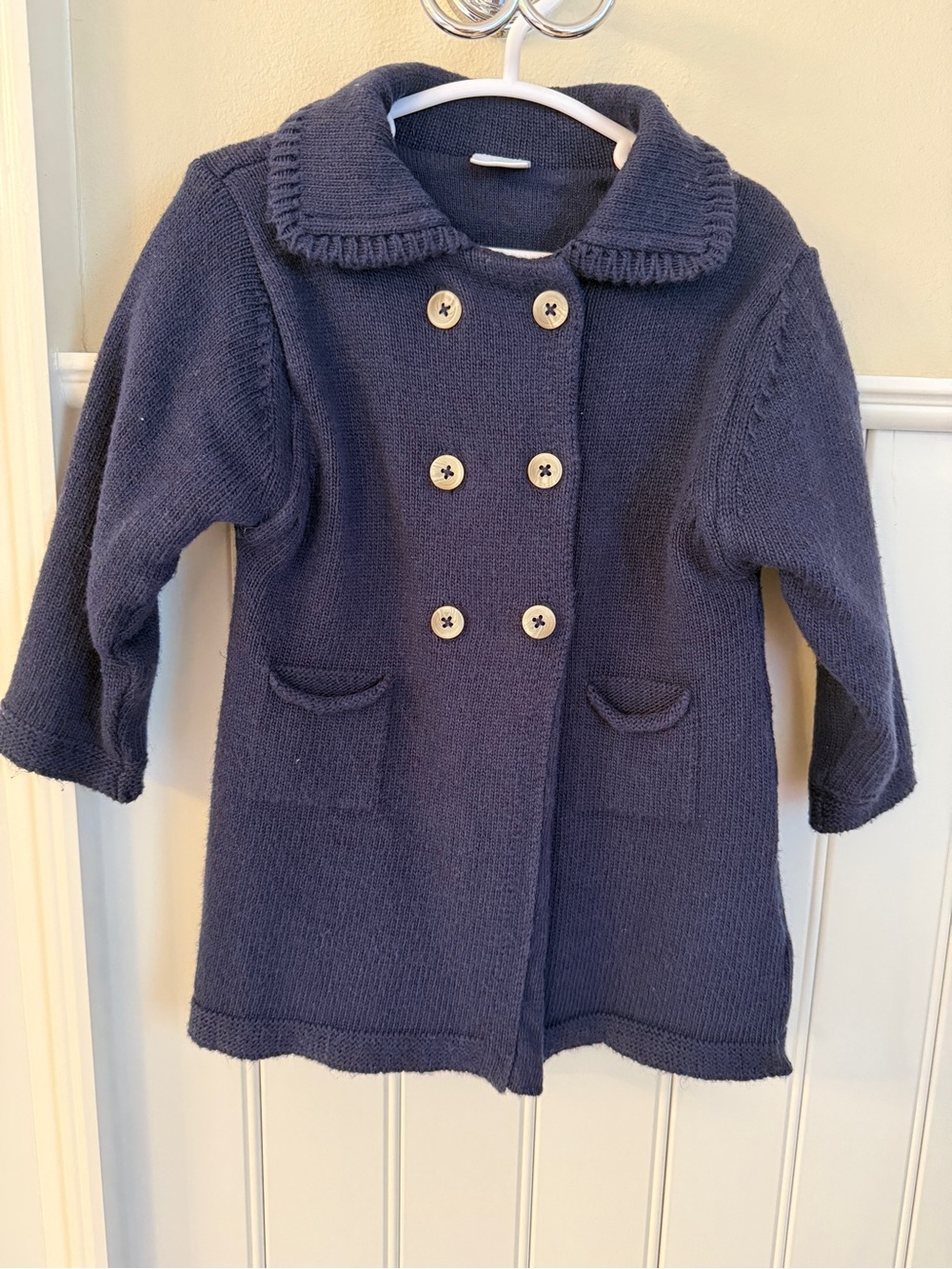 Edgehill Collection Navy Double-Breasted Knit Pea Coat